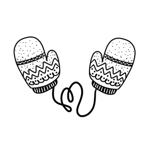 Christmas Mittens black and white clipart