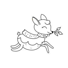 Christmas Deer black and white clipart