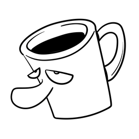 Cup cartoon black and white clipart