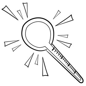 Thermometer cartoon black and white clipart