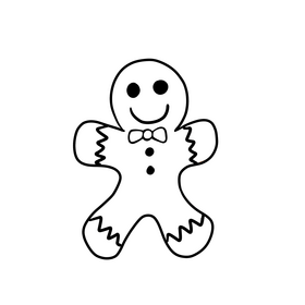 Gingerbread Man black and white clipart