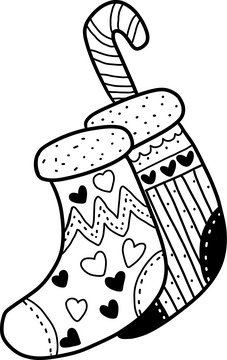 Christmas Stocking black and white clipart