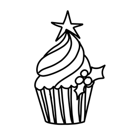 Christmas cake black and white clipart