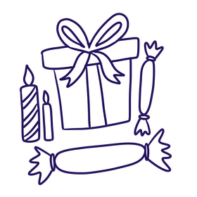 Christmas gift black and white clipart
