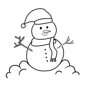 Snowman black and white clipart