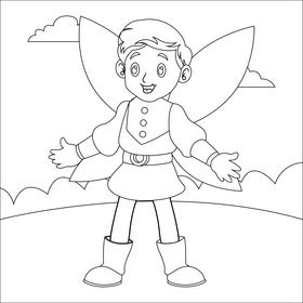 Boy fairy black and white vector