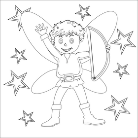 Boy fairy black and white vector