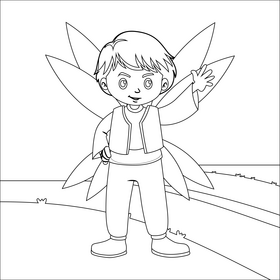 Boy fairy black and white vector