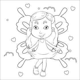Fairy girl black and white vector