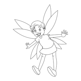 Boy fairy black and white clipart