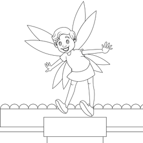 Boy fairy black and white vector