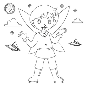 Boy fairy black and white vector