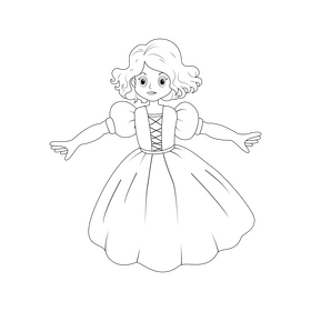 Girl fairy black and white clipart