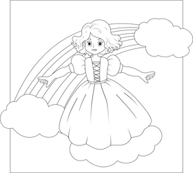 Girl fairy black and white vector