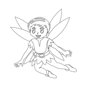 Boy fairy black and white clipart