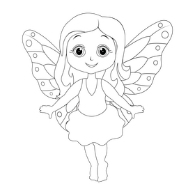Little fairy black and white clipart