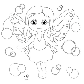 Little fairy black and white vector
