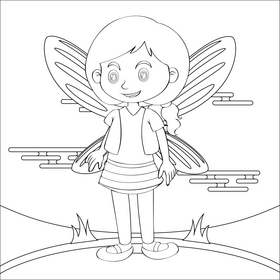 Fairy girl black and white vector