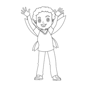 Boy fairy black and white clipart