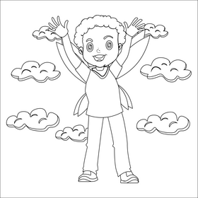 Boy fairy black and white vector