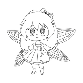 Baby fairy black and white clipart