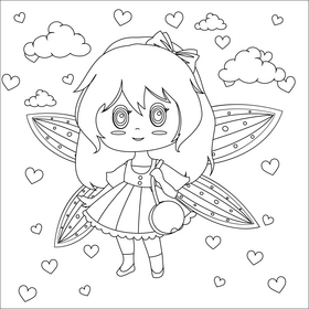 Baby fairy black and white vector