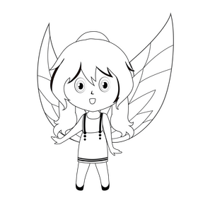 Girl fairy black and white clipart