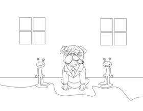 Frank Man in Black MIB dog black and white vector