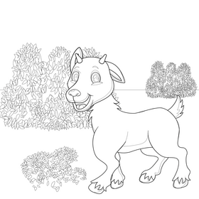 Cartoon goat black and white vector