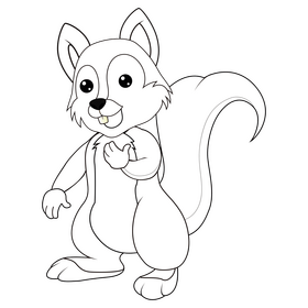 Cartoon squirrel black and white clipart