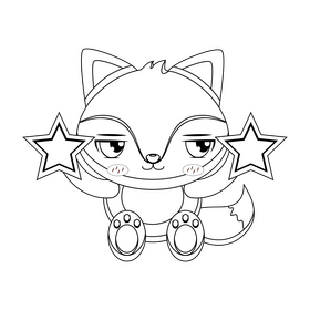 Cartoon fox black and white clipart