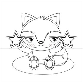 Cartoon fox black and white vector