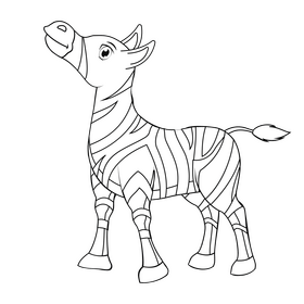 Cartoon zebra black and white clipart