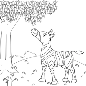 Cartoon zebra black and white vector