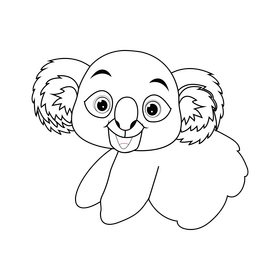 Cartoon koala black and white clipart