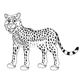 Cartoon leopard black and white clipart