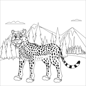 Leopard cartoon black and white vector