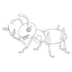 Cartoon ant black and white clipart
