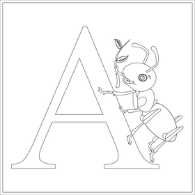 Cartoon ant black and white vector