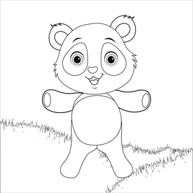 Cartoon panda black and white vector