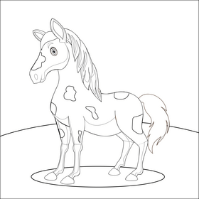 Cartoon horse black and white vector