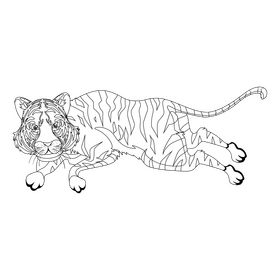 Cartoon tiger black and white clipart