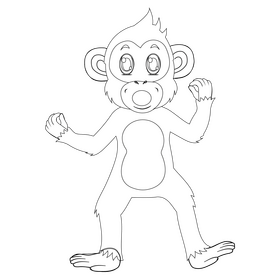 Cartoon monkey black and white clipart