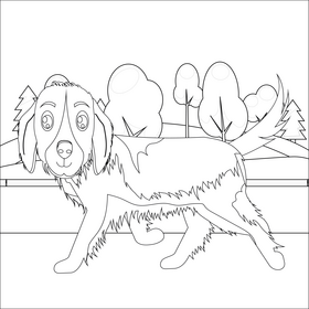 Cartoon dog black and white vector