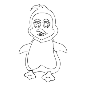 Cartoon penguin black and white clipart