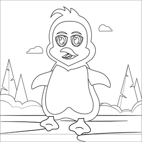 Cartoon penguin black and white vector