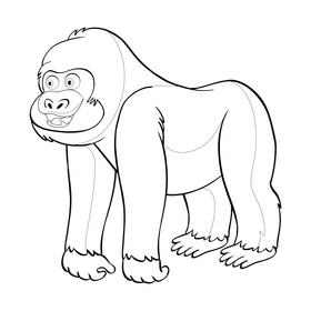 Cartoon gorilla black and white clipart