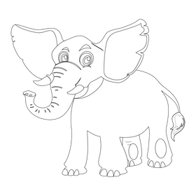 Cartoon elephant black and white clipart
