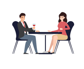 Man and woman sitting at restaurant clipart