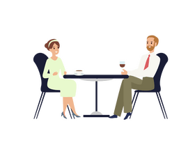 Man and woman sitting at restaurant clipart